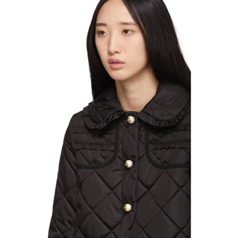 gucci black ruffle pearl jacket